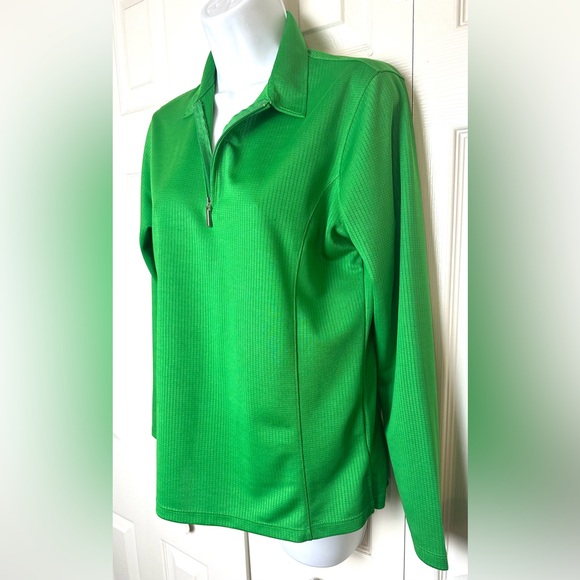 BERMUDA SANDS Green Golf Wick Away Technology Performance Jacket 1/4 Quarter Zip - Picture 2 of 12